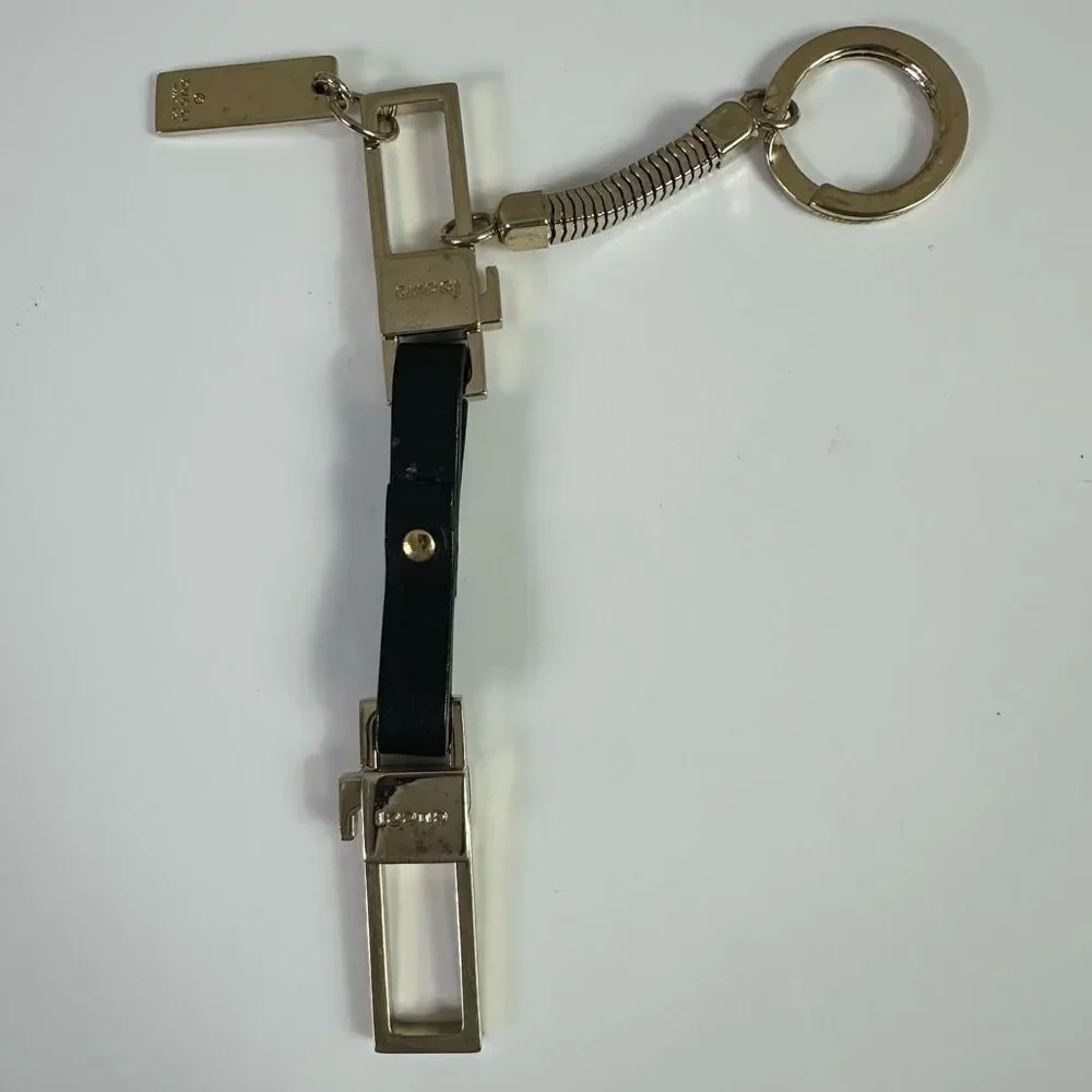 Gucci Bicolor Long Porte Cles Keychain Leather Metal With Pouch And‎ Box